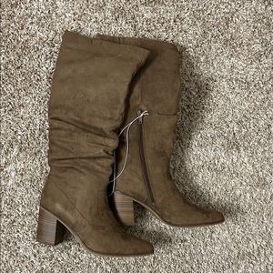 Brown suede boots